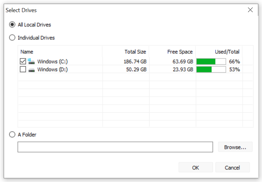 Select the disk for analysis and proceed.